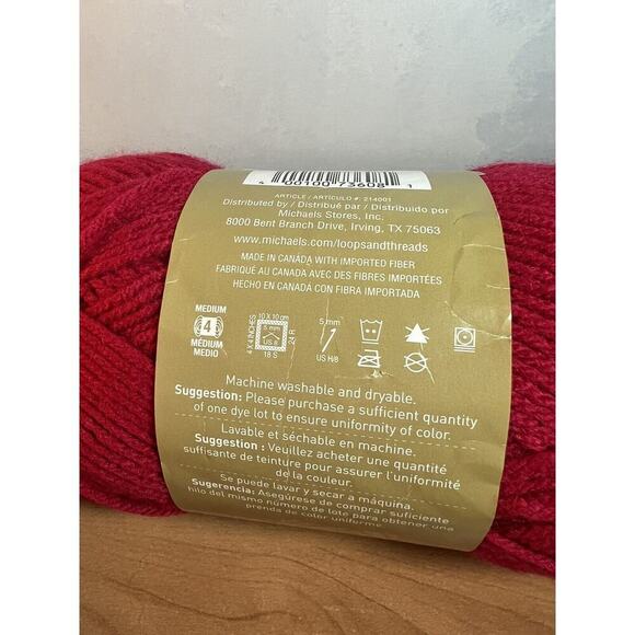Loops & Threads Impeccable Yarn Cherry Red 268 Yds 4.5oz 5mm - Picture 4 of 4